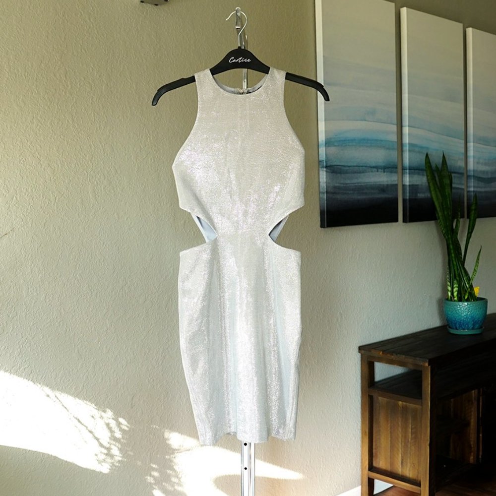Silver sparkle mini cocktail dress